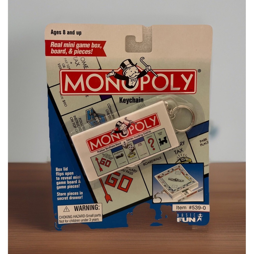 Monopoly Game Keychain 1998 Hasbro Real Mini Game Vintage Collectible - NEW